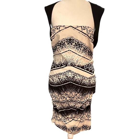 Nicole Miller Artelier Chevron Black and White Batik print Dress Size 12 Party - Picture 5 of 12